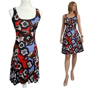 DVF Diane Von Furstenberg Silk Floral Print Dress 0 Slip Knit Bold Midi NWOT